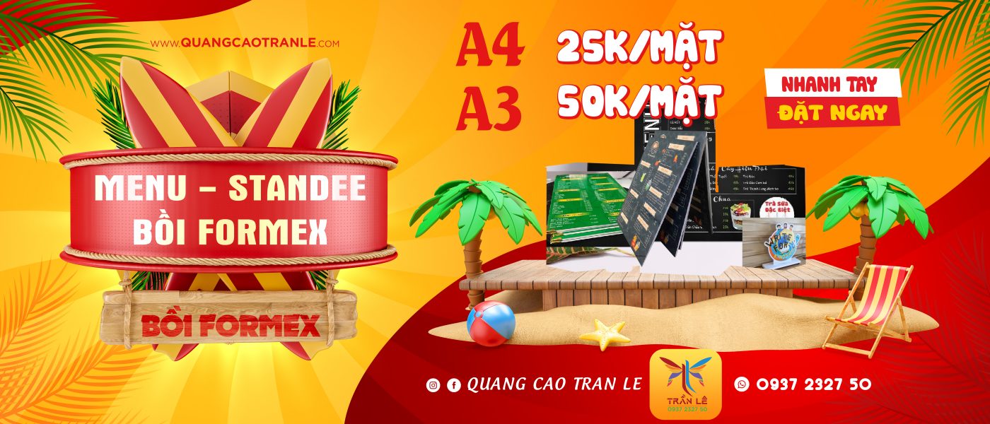 menu bồi formex chống thấm - in quảng cáo trần lê long khánh