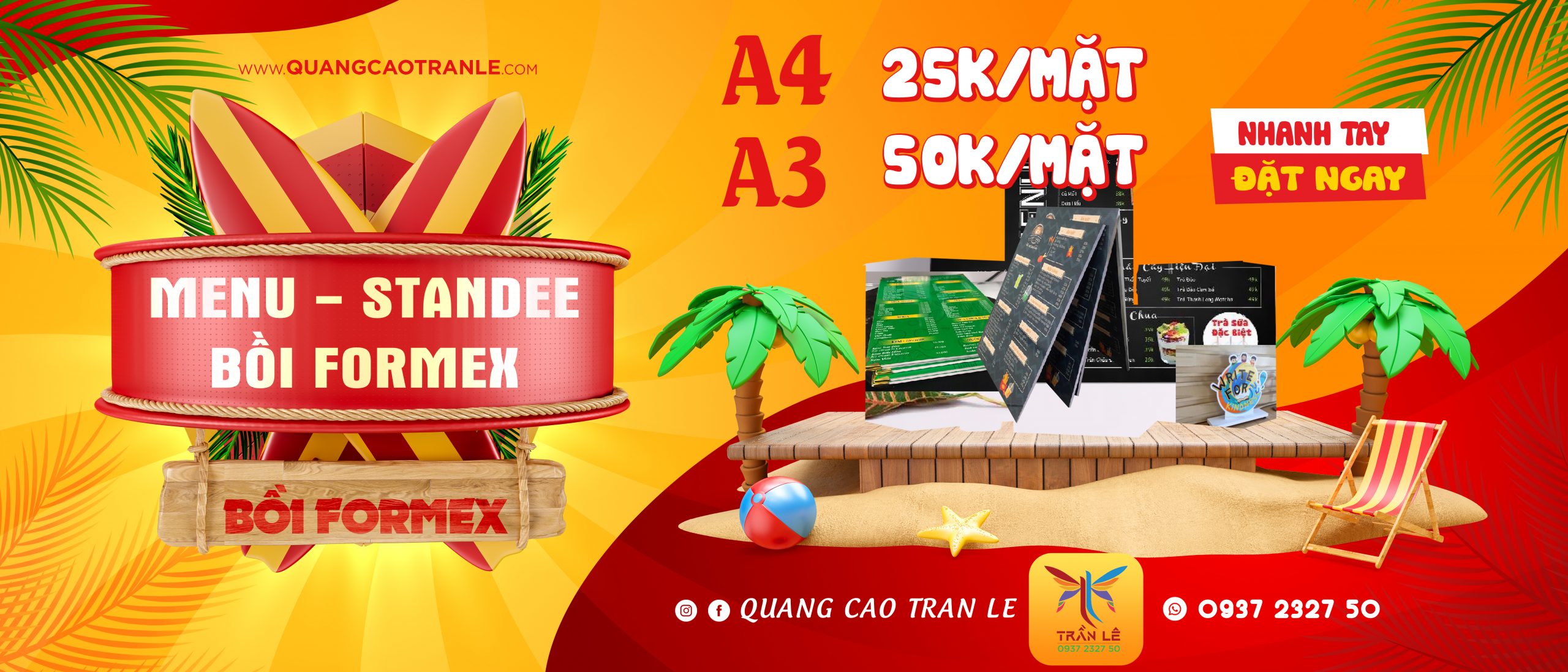 menu bồi formex chống thấm - in quảng cáo trần lê long khánh