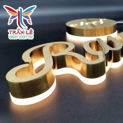 Bảng hiệu led hắt chân - Inox xước